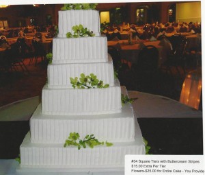 34 Square Tiers with Buttercream Stripes
